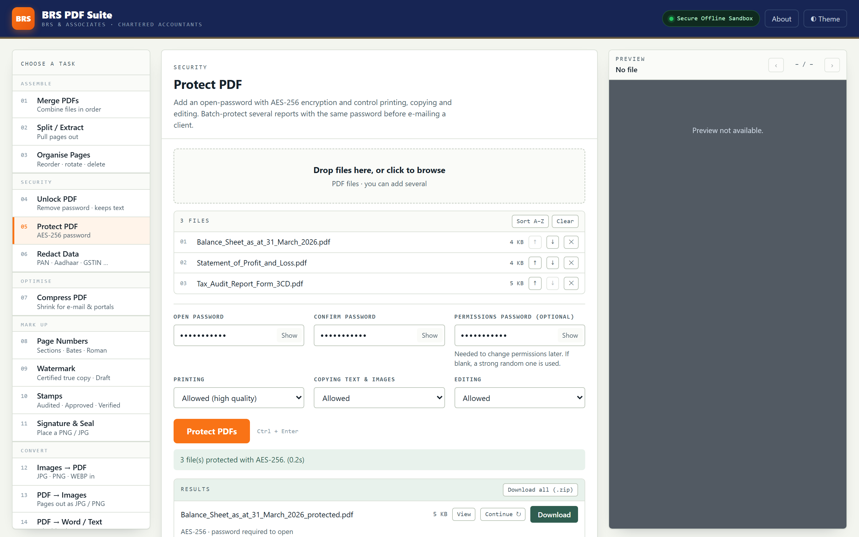 Batch AES-256 password protection